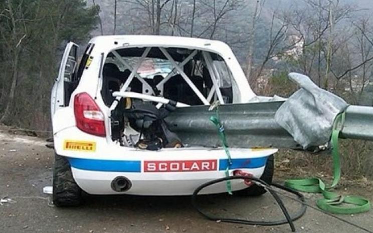 Robert Kubica Skoda Fabiája a baleset után